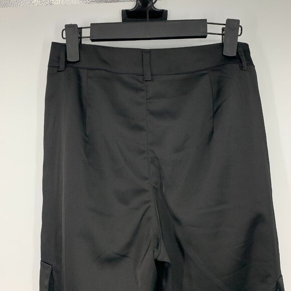 Love Tree Jogger Pants Black Satin Cargo Pocket High Rise - Picture 6 of 8